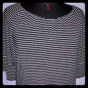 Avenue 22 / 24 Black & White stripe peplum top
